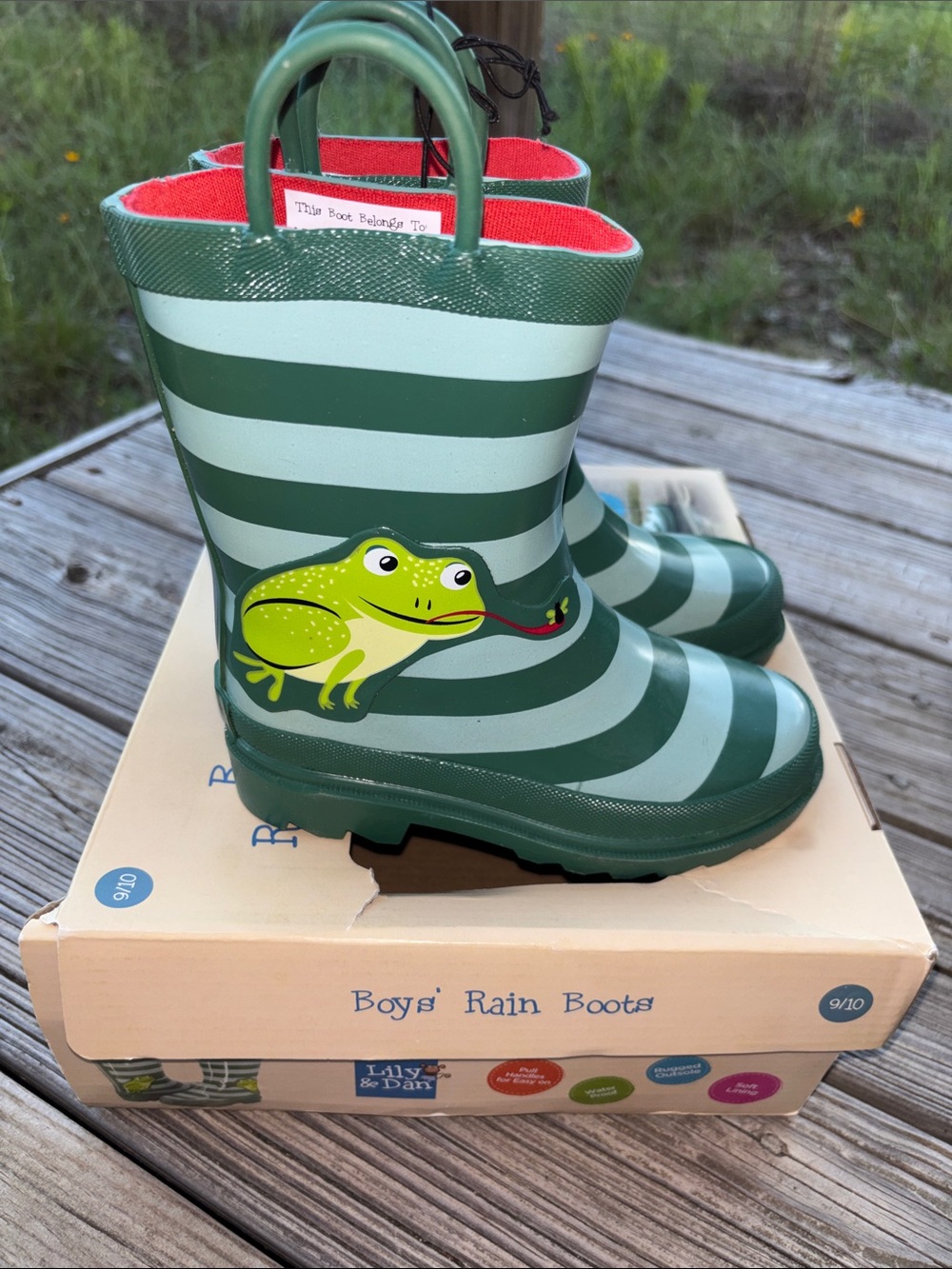 Lily & Dan Kids Rain Boots with Frog Accent